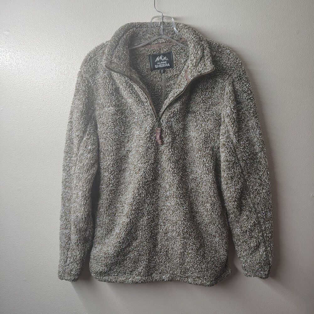 Women's Alpine Sherpa Pullover 1/4 Zip Brown Size Small EUC